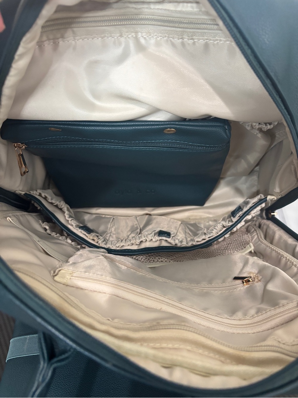 Ayla & Co Teal Vegan Leather Diaper Bag Backpack Set w/ Accessories - Picture 6 of 10